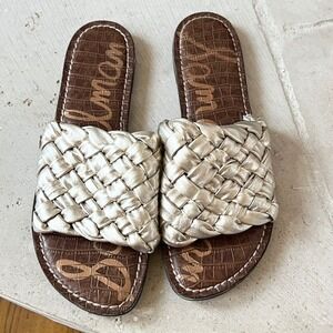 Sam Edelman Griffin Gold Woven‎ Upper Sandals Slip On Size 10